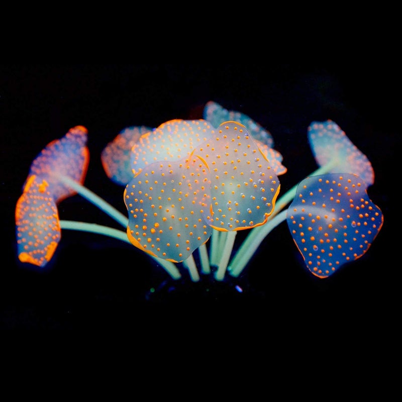 Uniclife Silicone Coral Plant Decorations Glowing Artificial Ornament for Fish Tank Aquarium, Orange, Ball Shape Glow Fish Tank Decorations for Betta Fish - Image 3